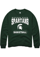 Michigan State Spartans Mens Green Basketball Long Sleeve Crew Sweatshirt