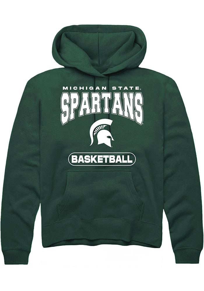 Michigan State Spartans Mens Green Basketball Long Sleeve Hoodie