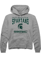 Michigan State Spartans Mens Grey Basketball Long Sleeve Hoodie