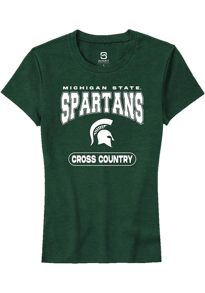 Michigan State Spartans Womens Green Cross Country Short Sleeve T-Shirt