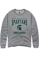 Michigan State Spartans Mens Grey Cross Country Long Sleeve Crew Sweatshirt