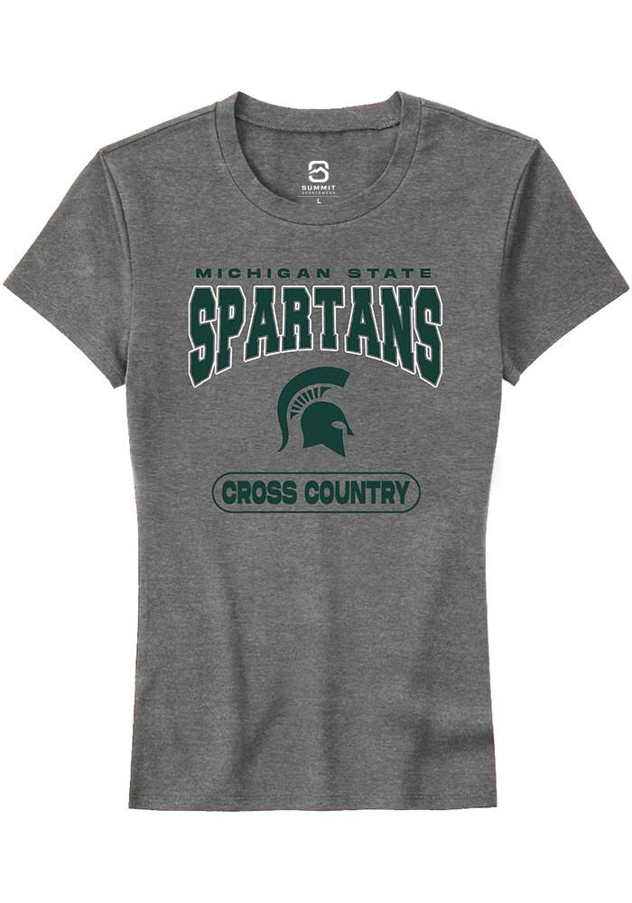 Michigan State Spartans Womens Grey Cross Country Short Sleeve T-Shirt