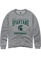 Michigan State Spartans Mens Grey Football Long Sleeve Crew Sweatshirt
