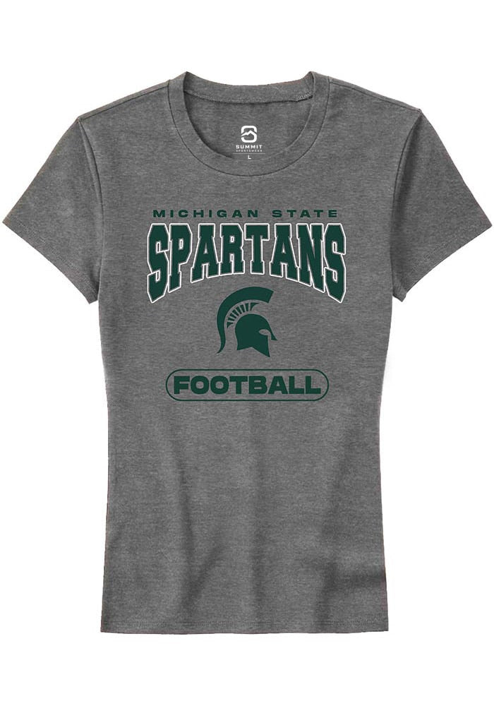 Michigan State Spartans Womens Grey Football Short Sleeve T-Shirt