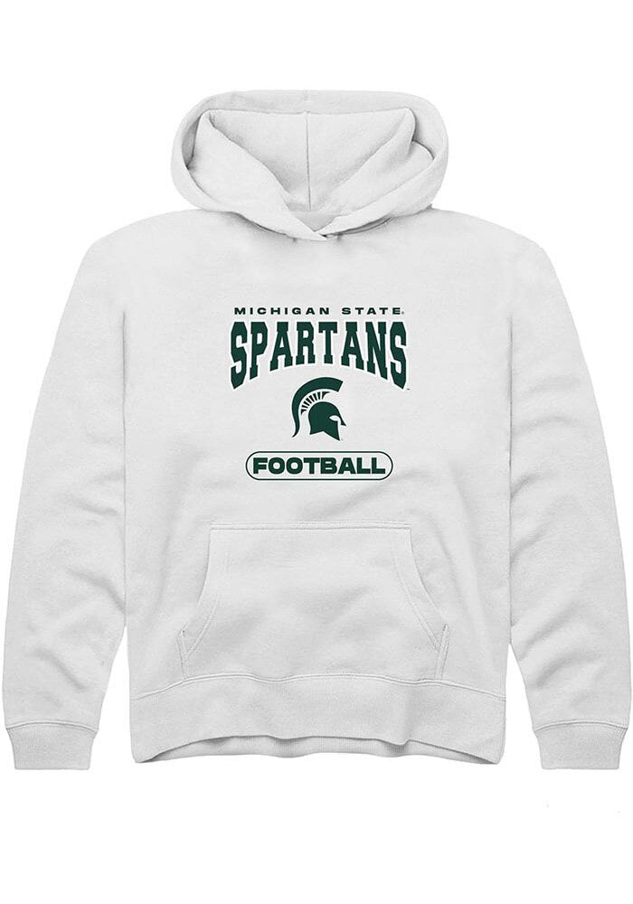 Michigan State Spartans Youth White Football Long Sleeve Hoodie