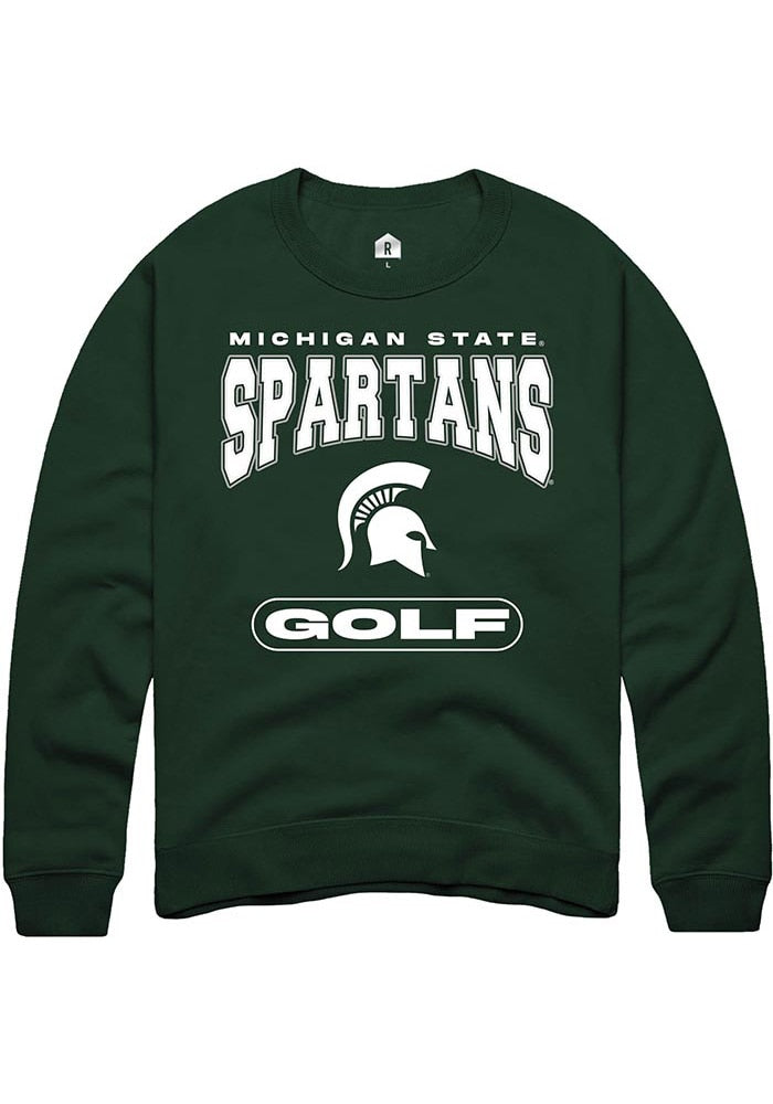 Michigan State Spartans Mens Green Golf Long Sleeve Crew Sweatshirt