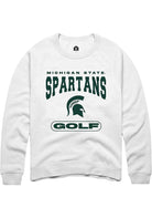 Michigan State Spartans Mens White Golf Long Sleeve Crew Sweatshirt