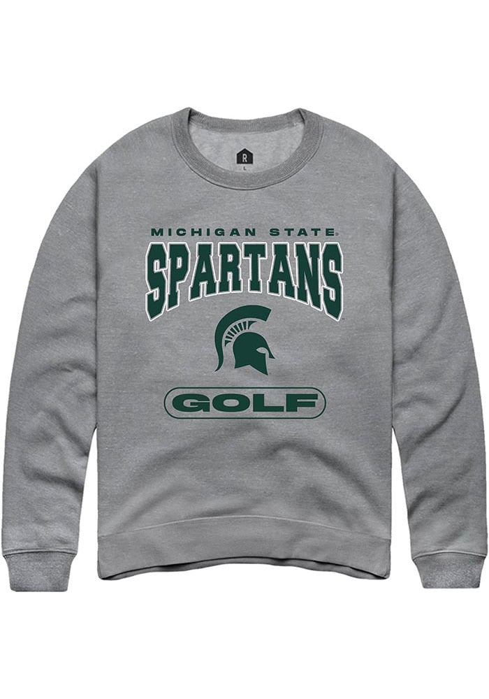 Michigan State Spartans Mens Grey Golf Long Sleeve Crew Sweatshirt