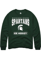 Michigan State Spartans Mens Green Ice Hockey Long Sleeve Crew Sweatshirt