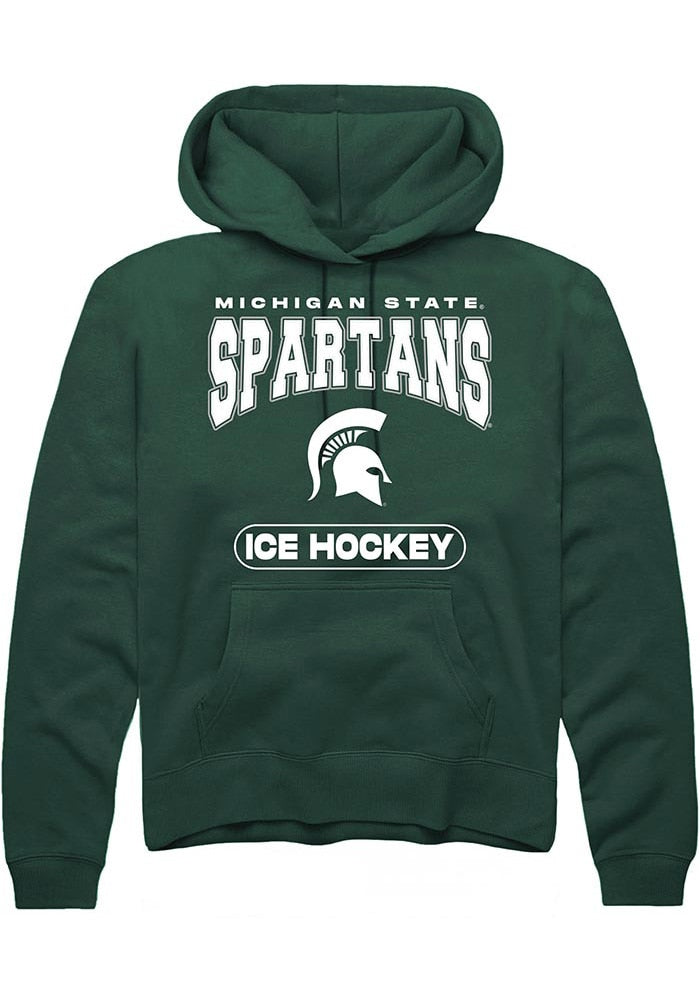 Michigan State Spartans Mens Green Ice Hockey Long Sleeve Hoodie