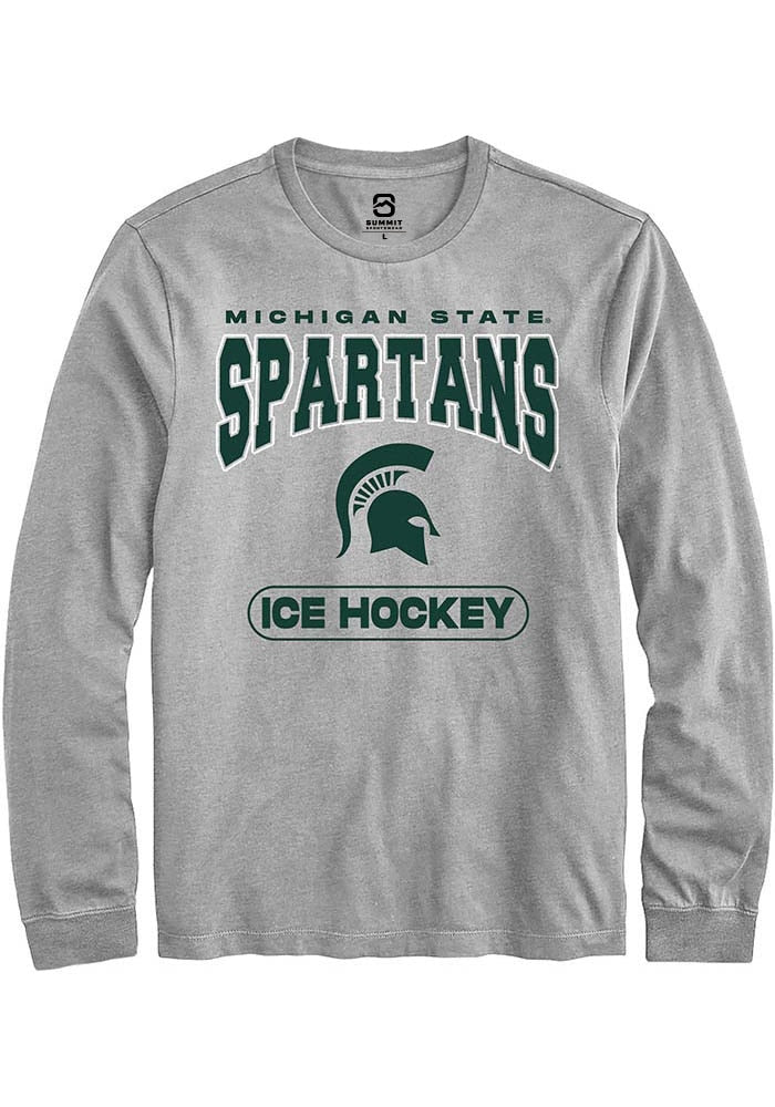 Michigan State Spartans Grey Ice Hockey Long Sleeve T-Shirt