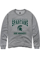 Michigan State Spartans Mens Grey Ice Hockey Long Sleeve Crew Sweatshirt