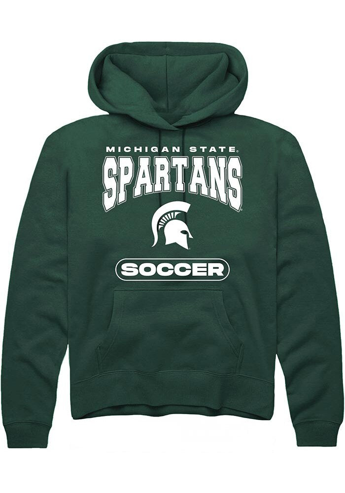 Michigan State Spartans Mens Green Soccer Long Sleeve Hoodie