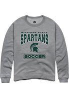 Michigan State Spartans Mens Grey Soccer Long Sleeve Crew Sweatshirt