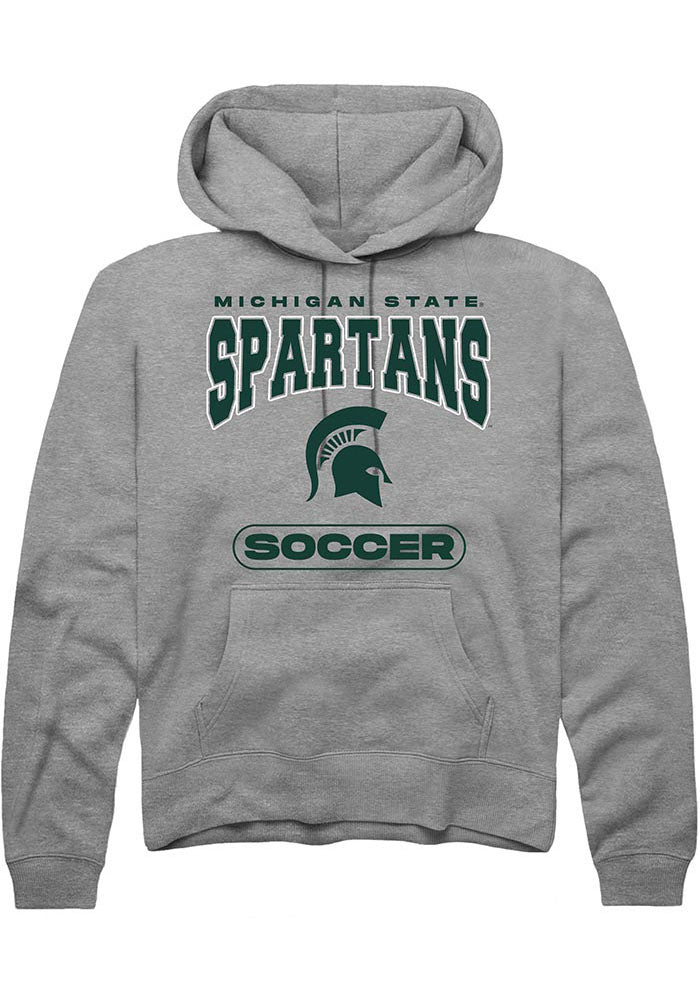 Michigan State Spartans Mens Grey Soccer Long Sleeve Hoodie