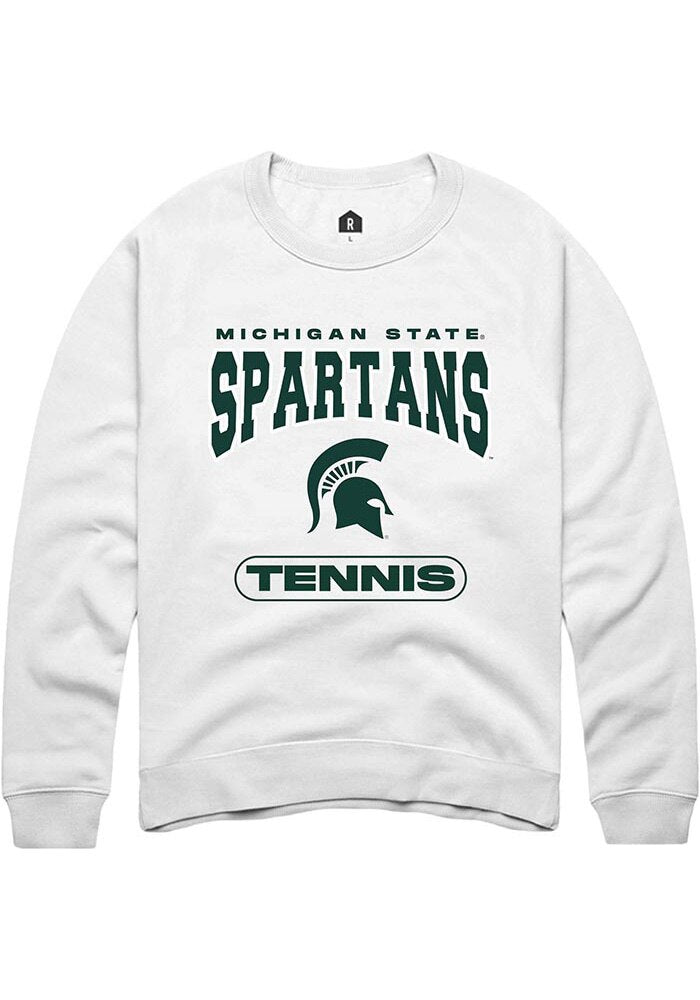 Michigan State Spartans Mens White Tennis Long Sleeve Crew Sweatshirt
