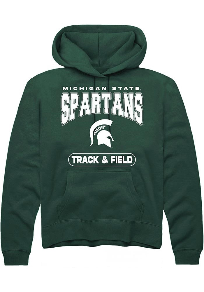 Michigan State Spartans Mens Green Track & Field Long Sleeve Hoodie