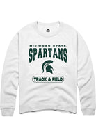 Michigan State Spartans Mens White Track & Field Long Sleeve Crew Sweatshirt