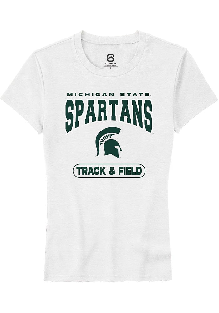 Michigan State Spartans Womens White Track & Field Short Sleeve T-Shirt
