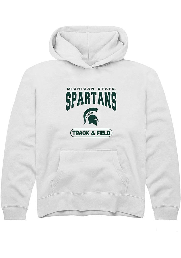 Michigan State Spartans Youth White Track & Field Long Sleeve Hoodie