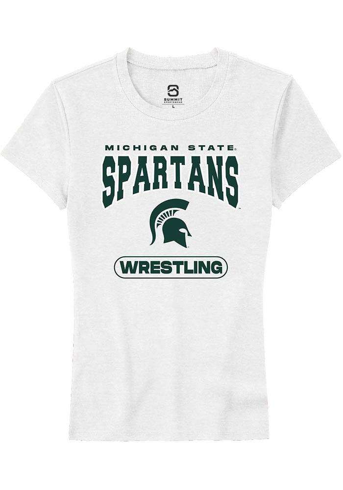 Michigan State Spartans Womens White Wrestling Short Sleeve T-Shirt