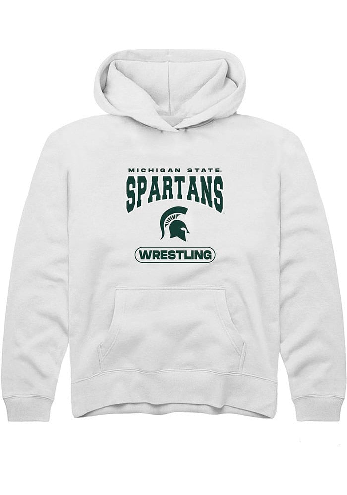 Michigan State Spartans Youth White Wrestling Long Sleeve Hoodie