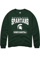 Michigan State Spartans Mens Green Women's Basketball Long Sleeve Crew Sweatshirt
