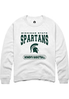Michigan State Spartans Mens White Women's Basketball Long Sleeve Crew Sweatshirt