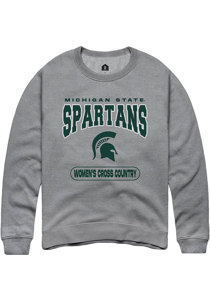 Michigan State Spartans Mens Grey Women's Cross Country Long Sleeve Crew Sweatshirt