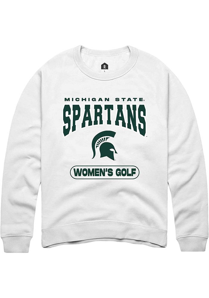 Michigan State Spartans Mens White Women's Golf Long Sleeve Crew Sweatshirt