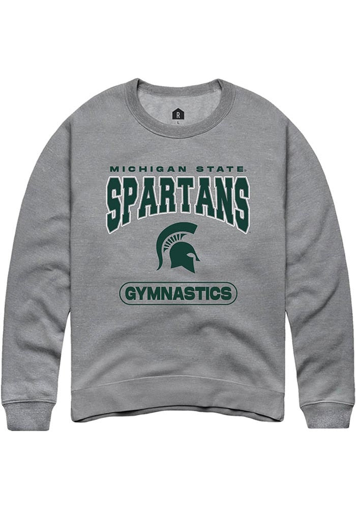 Michigan State Spartans Mens Grey Gymnastics Long Sleeve Crew Sweatshirt