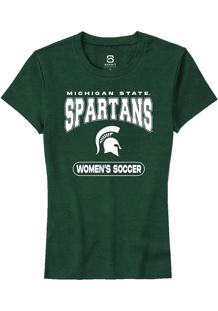 Michigan State Spartans Womens Green Women's Soccer Short Sleeve T-Shirt