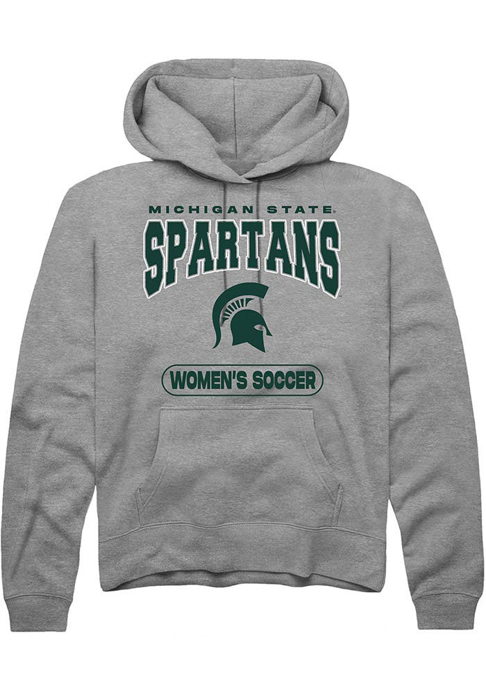 Michigan State Spartans Mens Grey Women's Soccer Long Sleeve Hoodie