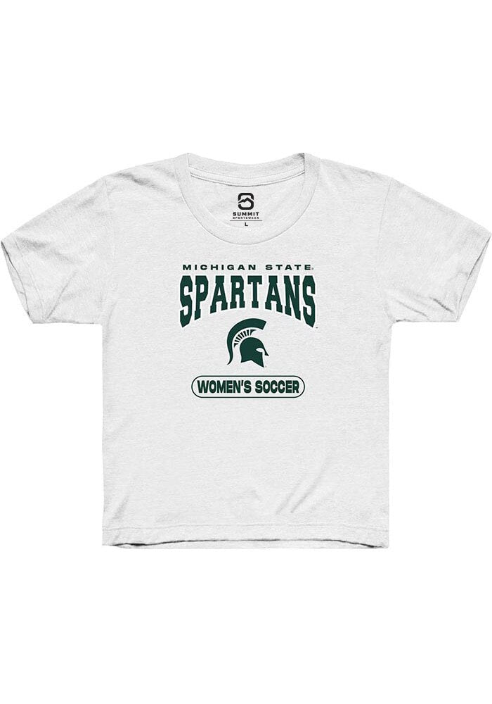 Michigan State Spartans Youth White Women's Soccer Short Sleeve T-Shirt