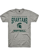 Michigan State Spartans Grey Softball Short Sleeve T-Shirt