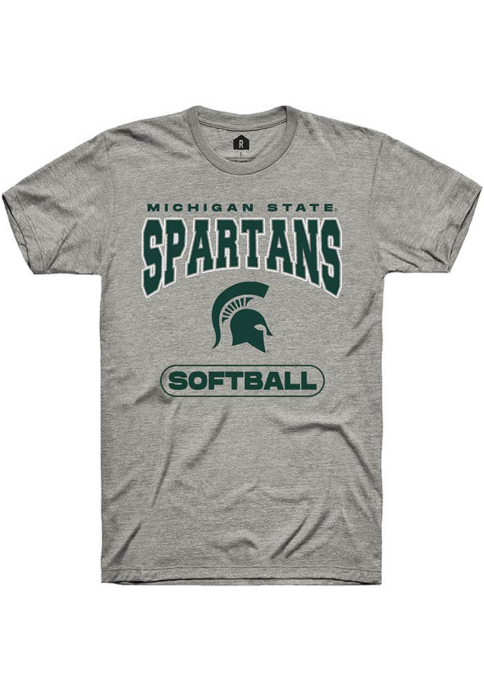 Michigan State Spartans Grey Softball Short Sleeve T-Shirt