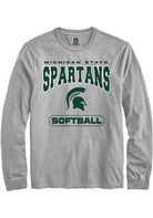 Michigan State Spartans Grey Softball Long Sleeve T-Shirt