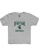 Michigan State Spartans Youth Grey Softball Short Sleeve T-Shirt