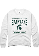 Michigan State Spartans Mens White Women's Tennis Long Sleeve Crew Sweatshirt