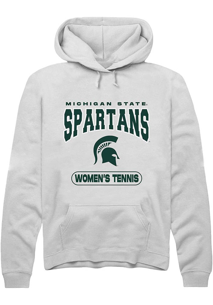 Michigan State Spartans Mens White Women's Tennis Long Sleeve Hoodie