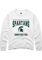 Michigan State Spartans Mens White Women's Track & Field Long Sleeve Crew Sweatshirt