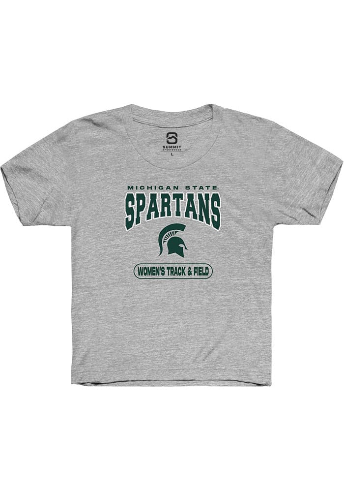 Michigan State Spartans Youth Grey Women's Track & Field Short Sleeve T-Shirt