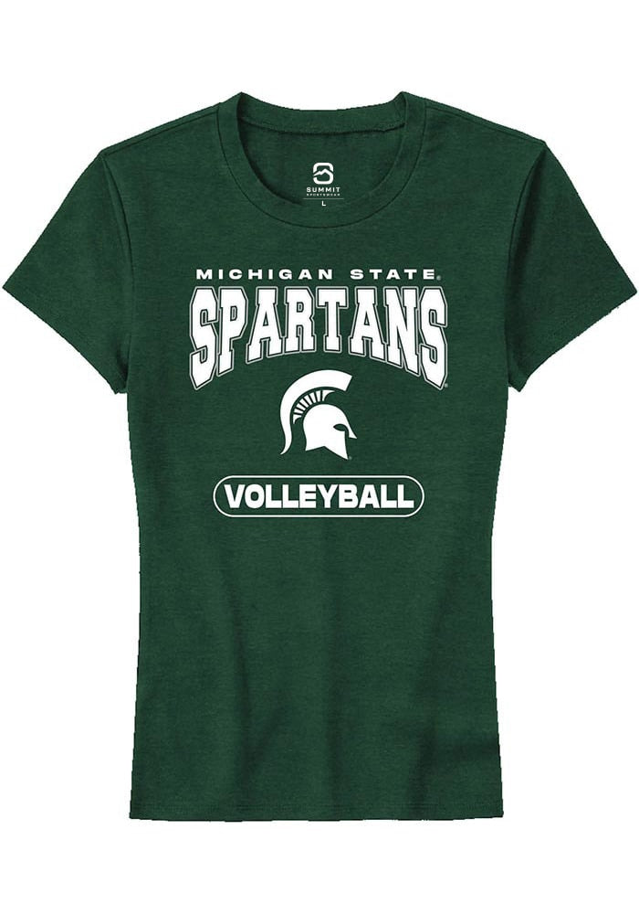 Michigan State Spartans Womens Green Volleyball Short Sleeve T-Shirt