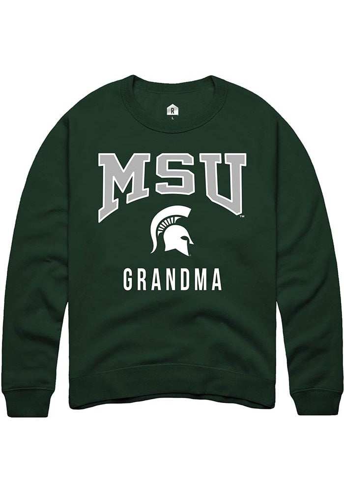 Michigan State Spartans Mens Green Grandma Long Sleeve Crew Sweatshirt