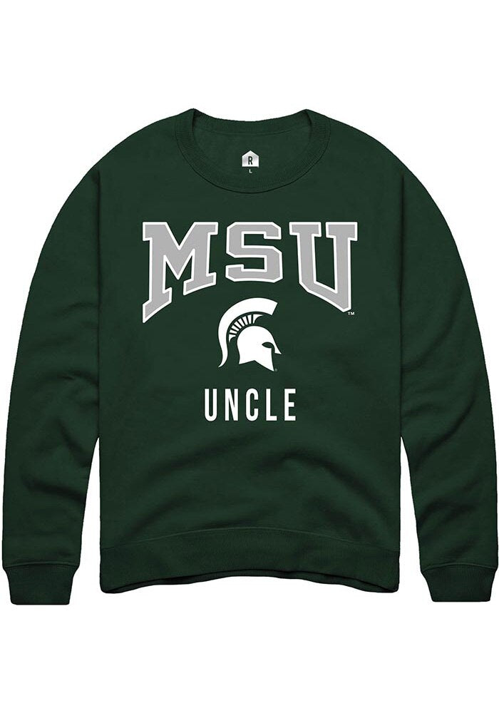 Michigan State Spartans Mens Green Uncle Long Sleeve Crew Sweatshirt