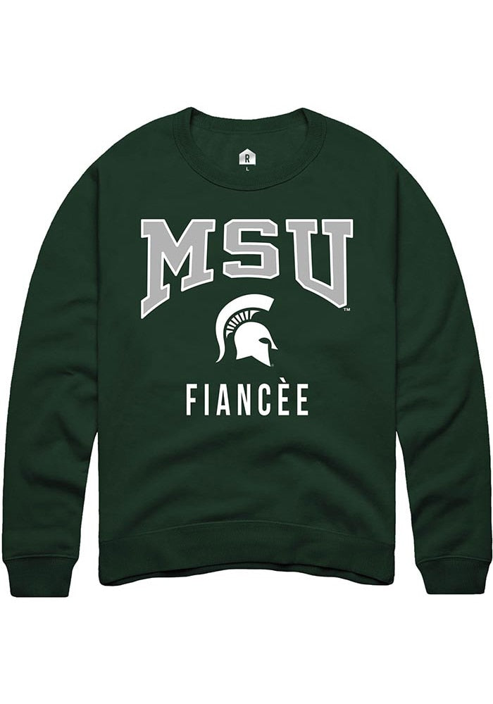 Michigan State Spartans Mens Green Fiancée Long Sleeve Crew Sweatshirt