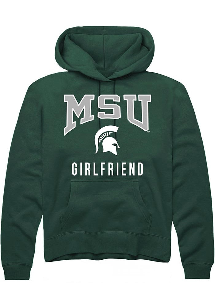 Michigan State Spartans Mens Green Girlfriend Long Sleeve Hoodie
