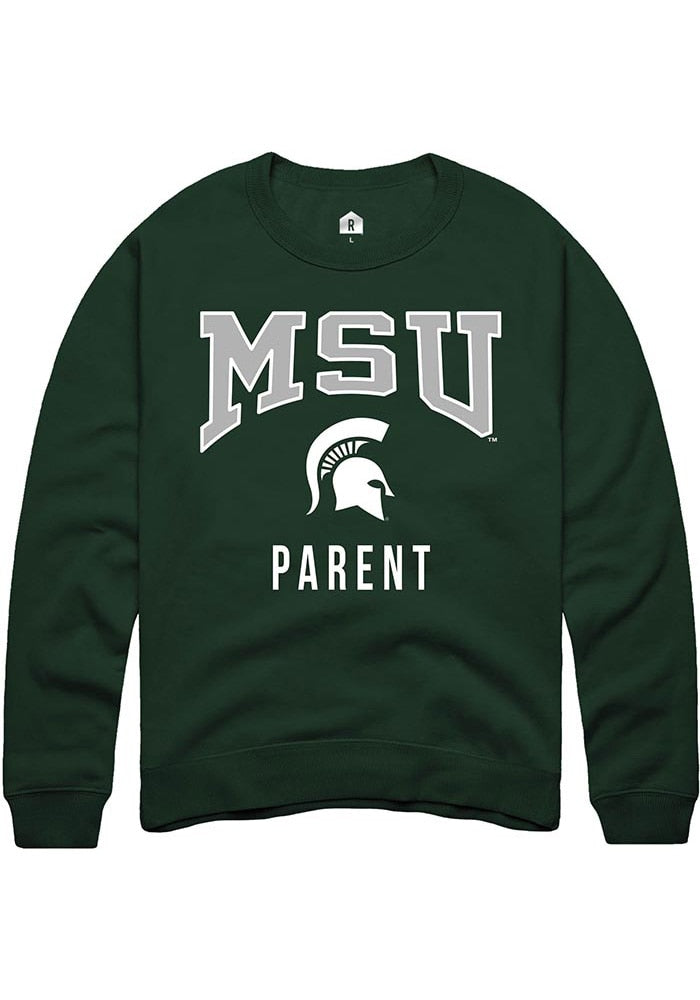 Michigan State Spartans Mens Green Parent Long Sleeve Crew Sweatshirt