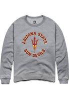 Arizona State Sun Devils Mens Grey Circle Arch Long Sleeve Crew Sweatshirt