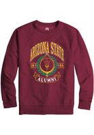 Arizona State Sun Devils Mens Maroon Alumni Wreath Long Sleeve Crew Sweatshirt